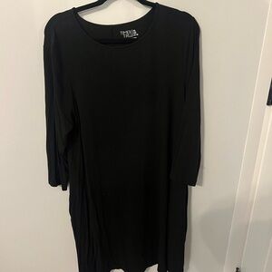 Mid length sleeve black dress